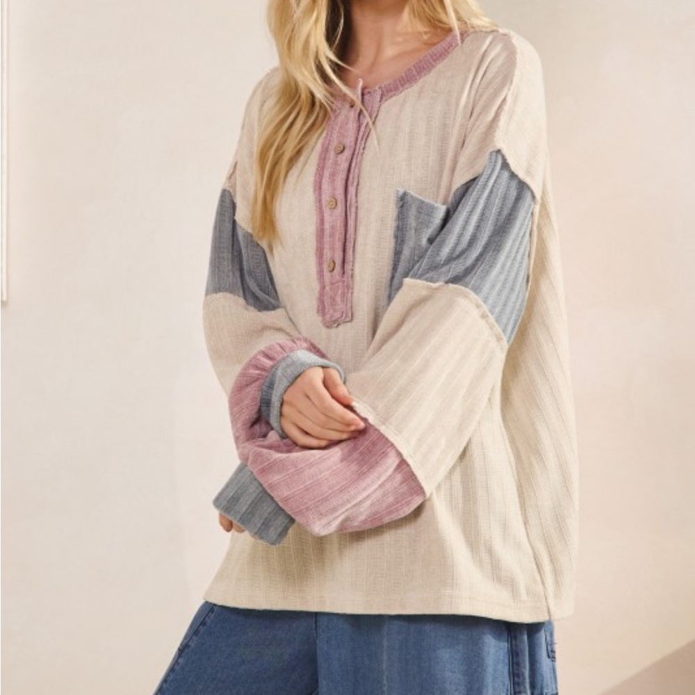Sage & Fig Colorblocked Henley - Picture 5 of 8